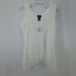 NWT Shannon Ford New York White Lace Sharkbite Top Spandex Blend Early 2000s M